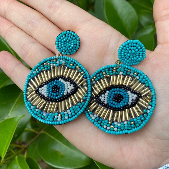 Boho Evil Eye Beaded Lightweight Earrings NEW - Picture 2 of 5